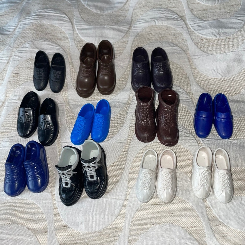 Mattel Ken Doll Shoes Lot 11 Pairs Sneakers Boots Loafers Black Brown Blue White